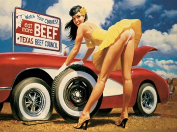 country girl countrywoman Painting - pin up girl nude 101